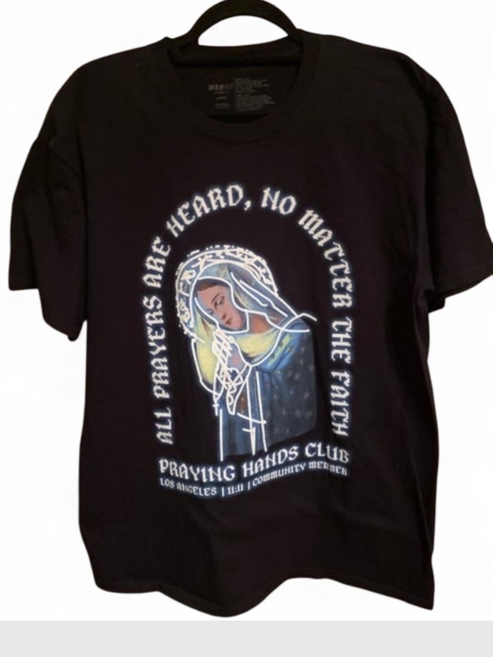 Black Graphic Tee Shirt“Praying Hands Club" limited community release/ Large